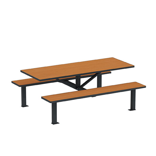 Rectangle Table + Hanging Banquettes Orpin Metal / HPL to Invil - 6places - anthracite 7016 / cheen clear