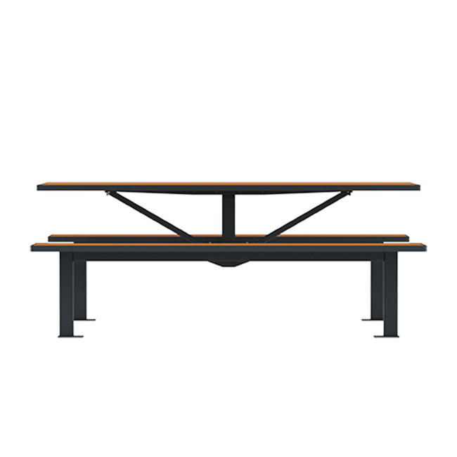 Rectangle Table + Hanging Banquettes Orpin Metal / HPL to Invil - 6places - anthracite 7016 / cheen clear