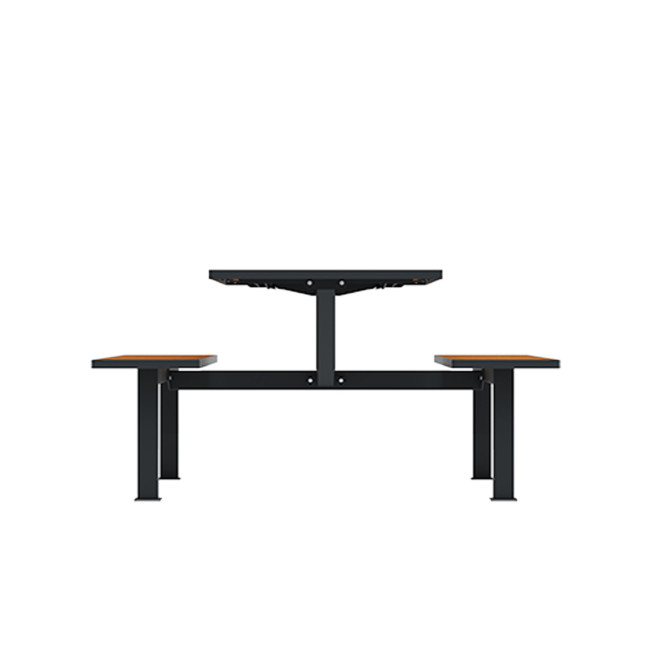 Rectangle Table + Hanging Banquettes Orpin Metal / HPL to Invil - 6places - anthracite 7016 / cheen clear