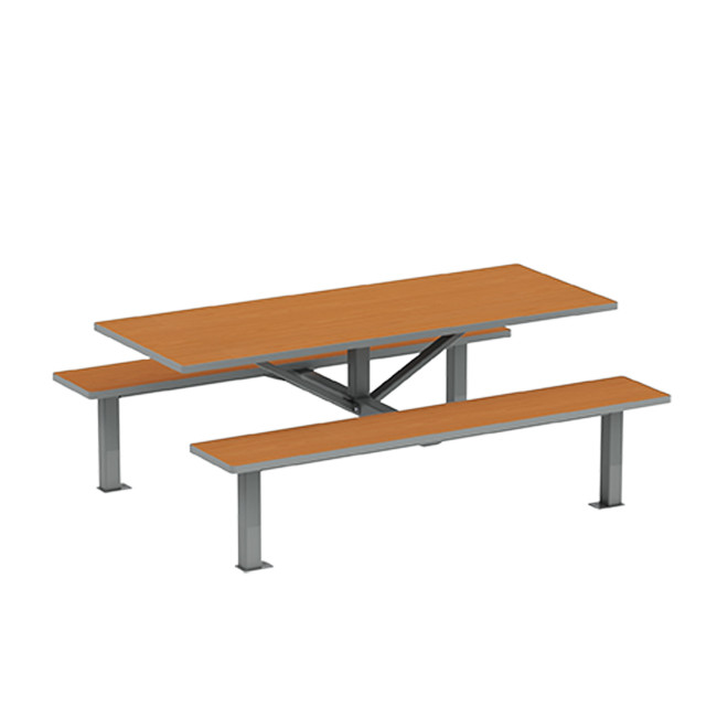 Rectangle Table + Hanging Banquettes Orpin Metal / HPL to Invil - 6places - anthracite 7016 / cheen clear