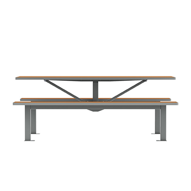 Rectangle Table + Hanging Banquettes Orpin Metal / HPL to Invil - 6places - anthracite 7016 / cheen clear