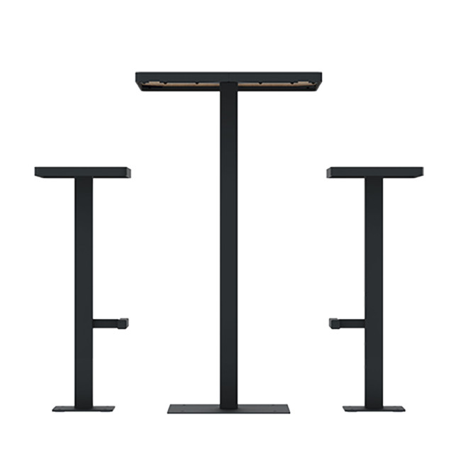 Table High Square + Stools Orpin Metal / HPL tok - 2places - anthracite 7016 / clear chene