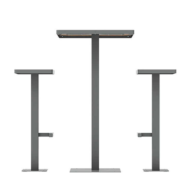 Table High Square + Stools Orpin Metal / HPL tok - 2places - anthracite 7016 / clear chene