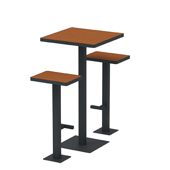 Table High Square + Stools Orpin Metal / HPL tok - 2places - anthracite 7016 / clear chene