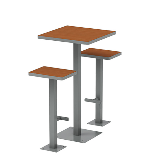 Table High Square + Stools Orpin Metal / HPL tok - 2places - anthracite 7016 / clear chene