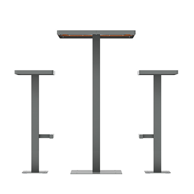 Table High Square + Stools Orpin Metal / HPL tok - 2places - anthracite 7016 / clear chene