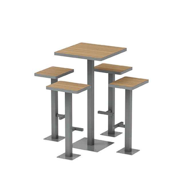 Table High Square + Stools Orpin Metal / HPL tok - 4places - anthracite 7016 / clear chene