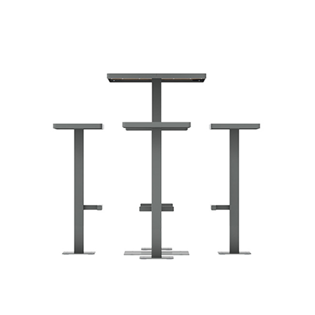 Table High Square + Stools Orpin Metal / HPL tok - 4places - anthracite 7016 / clear chene