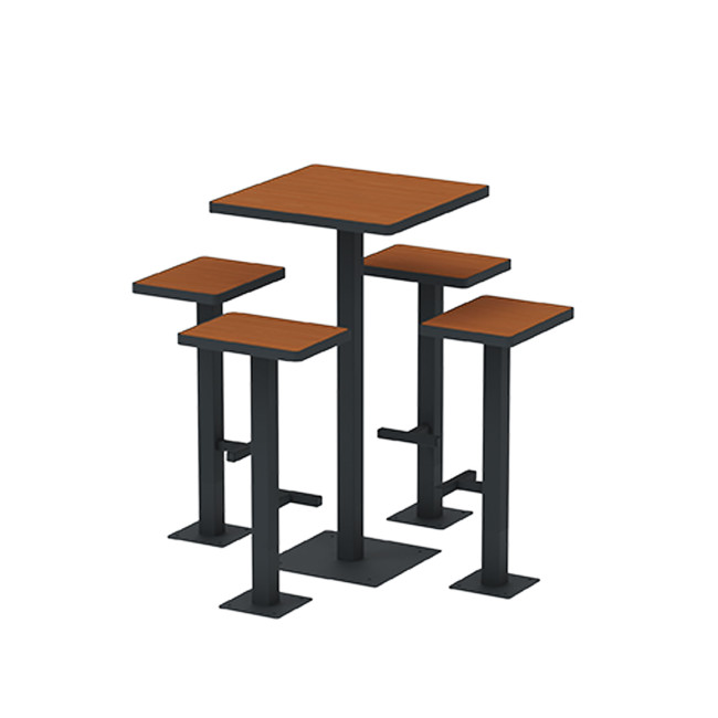 Table High Square + Stools Orpin Metal / HPL tok - 4places - anthracite 7016 / clear chene