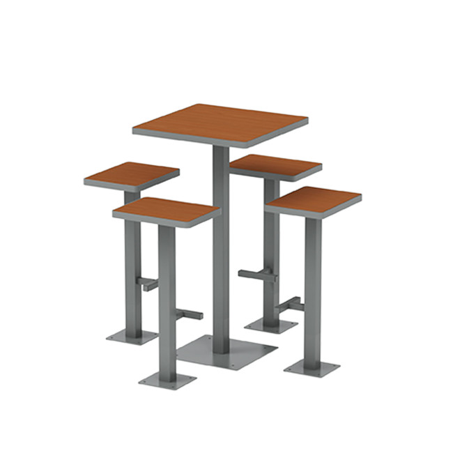 Table High Square + Stools Orpin Metal / HPL tok - 4places - anthracite 7016 / clear chene
