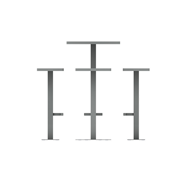 Table High Square + Stools Orpin Metal / HPL tok - 4places - anthracite 7016 / clear chene