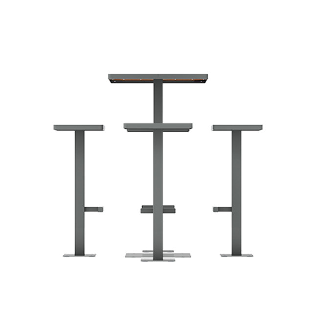 Table High Square + Stools Orpin Metal / HPL tok - 4places - anthracite 7016 / clear chene