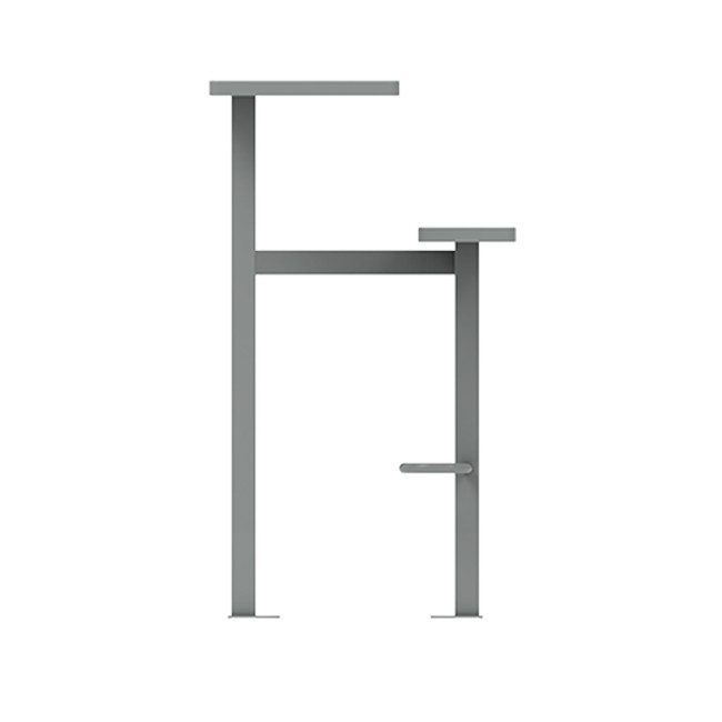High rectangle table + built-in 2-seater metal / HPL-headed seat - Anthracite 7016 / Clear Chene