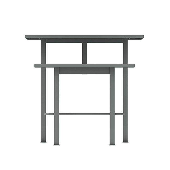 High rectangle table + built-in 2-seater metal / HPL-headed seat - Anthracite 7016 / Clear Chene