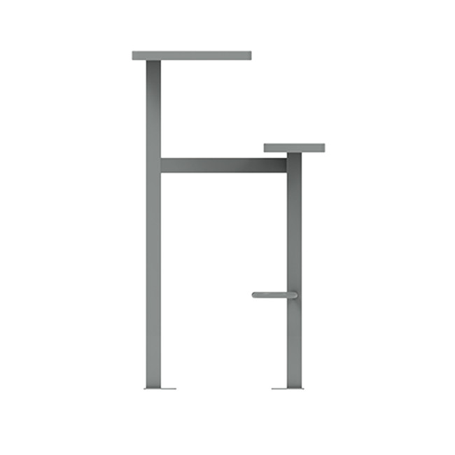 High rectangle table + built-in 2-seater metal / HPL-headed seat - Anthracite 7016 / Clear Chene