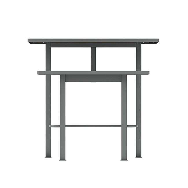 High rectangle table + built-in 2-seater metal / HPL-headed seat - Anthracite 7016 / Clear Chene