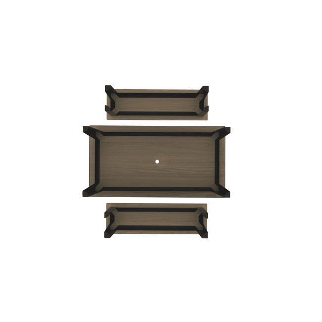 Rectangle Table + Metal Selim / HPL Banquettes Graves Hole + Parasol - 4places - anthracite 7016 / oen