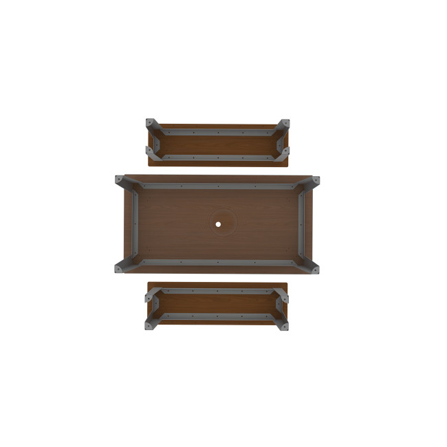 Rectangle Table + Metal Selim / HPL Banquettes Graves Hole + Parasol - 4places - anthracite 7016 / oen