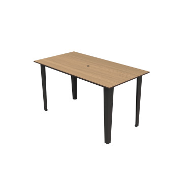 Rectangle Metal Selim Table / HPL Help Feet + Parasol - 4places - anthracite 7016 / clear chene