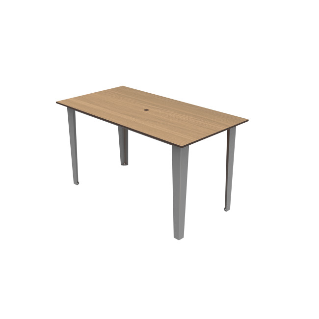 Rectangle Metal Selim Table / HPL Help Feet + Parasol - 4places - anthracite 7016 / clear chene