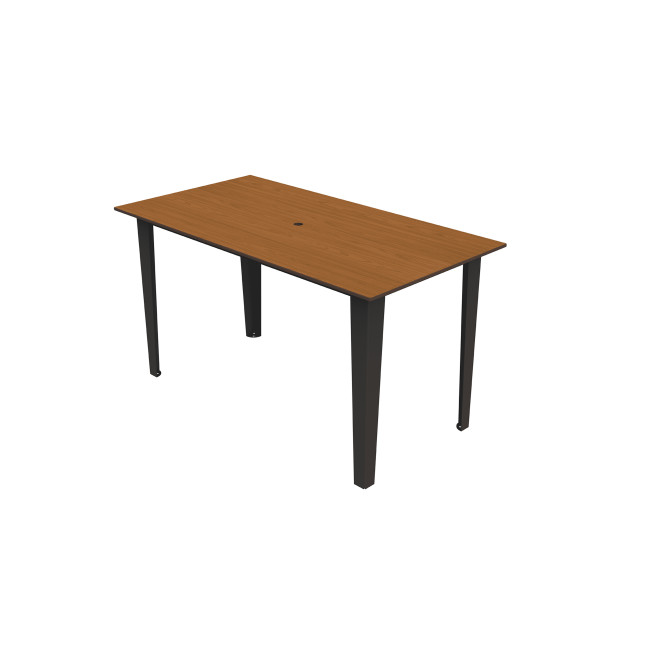 Rectangle Metal Selim Table / HPL Help Feet + Parasol - 4places - anthracite 7016 / clear chene