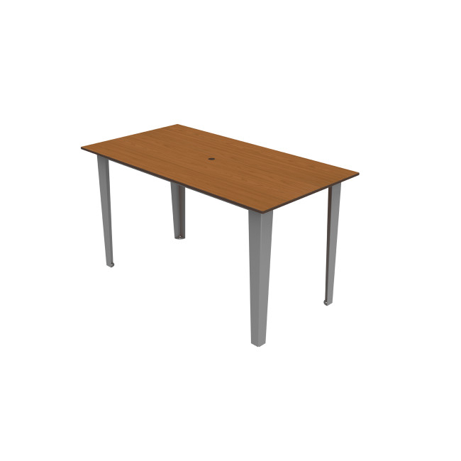 Rectangle Metal Selim Table / HPL Help Feet + Parasol - 4places - anthracite 7016 / clear chene