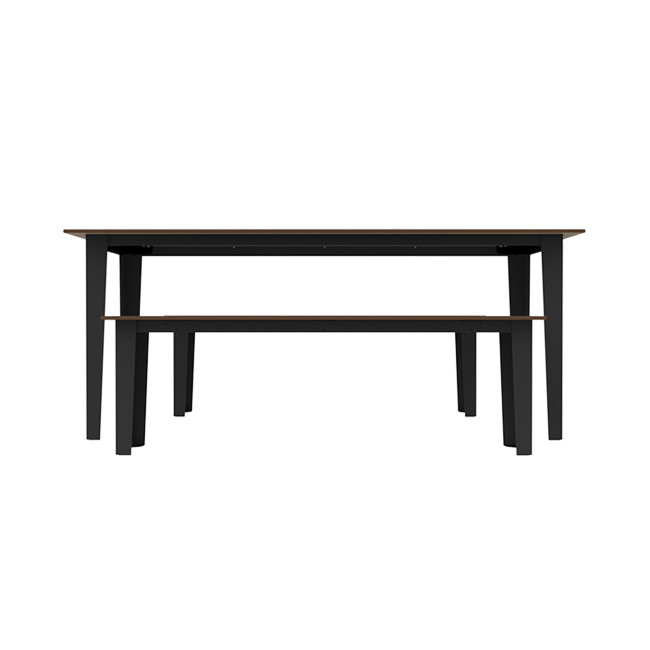 Rectangle Table + Metal Selim Fan / HPL HPL Hork Feet + Parasol Hole - 6places - anthracite 7016 / chene