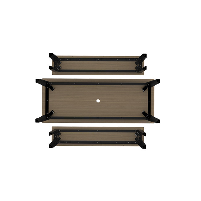 Rectangle Table + Metal Selim Fan / HPL HPL Hork Feet + Parasol Hole - 6places - anthracite 7016 / chene
