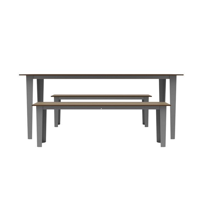 Rectangle Table + Metal Selim Fan / HPL HPL Hork Feet + Parasol Hole - 6places - anthracite 7016 / chene