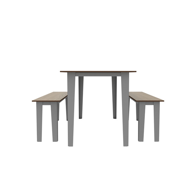 Rectangle Table + Metal Selim Fan / HPL HPL Hork Feet + Parasol Hole - 6places - anthracite 7016 / chene
