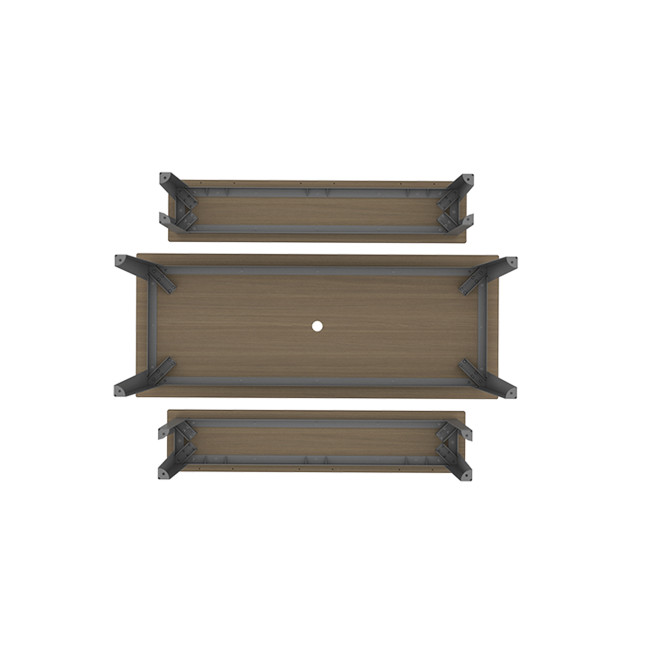 Rectangle Table + Metal Selim Fan / HPL HPL Hork Feet + Parasol Hole - 6places - anthracite 7016 / chene
