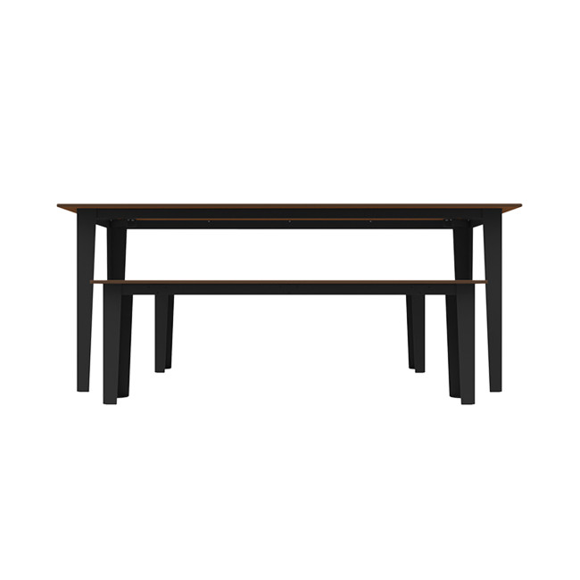 Rectangle Table + Metal Selim Fan / HPL HPL Hork Feet + Parasol Hole - 6places - anthracite 7016 / chene