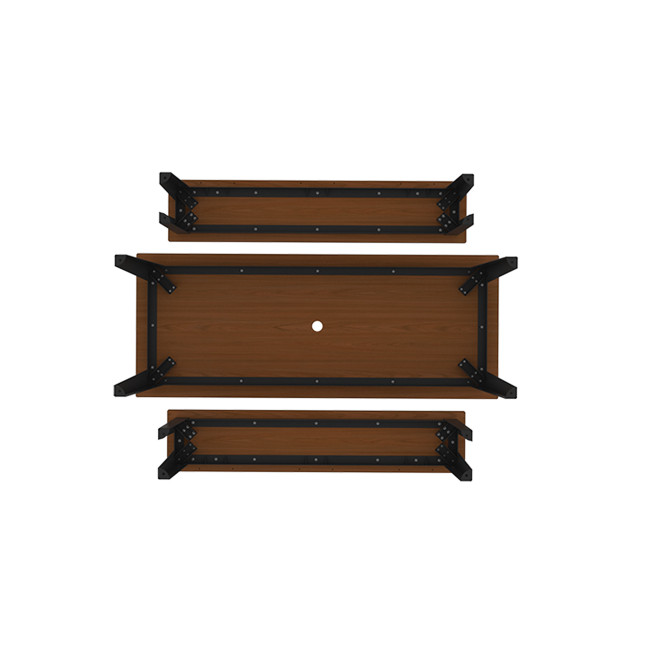 Rectangle Table + Metal Selim Fan / HPL HPL Hork Feet + Parasol Hole - 6places - anthracite 7016 / chene