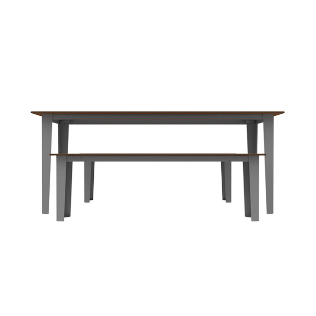 Rectangle Table + Metal Selim Fan / HPL HPL Hork Feet + Parasol Hole - 6places - anthracite 7016 / chene