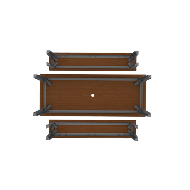 Rectangle Table + Metal Selim Fan / HPL HPL Hork Feet + Parasol Hole - 6places - anthracite 7016 / chene
