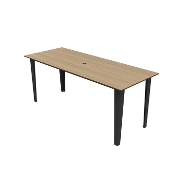 Rectangle Table Selim Metal / HPL Handle Straight Feet + Parasol Hole - 6places - anthracite 7016 / clear chene