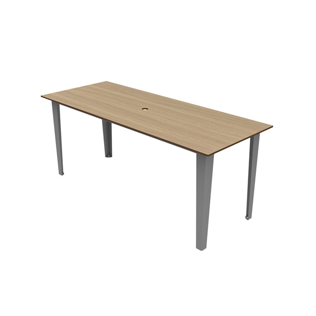 Rectangle Table Selim Metal / HPL Handle Straight Feet + Parasol Hole - 6places - anthracite 7016 / clear chene