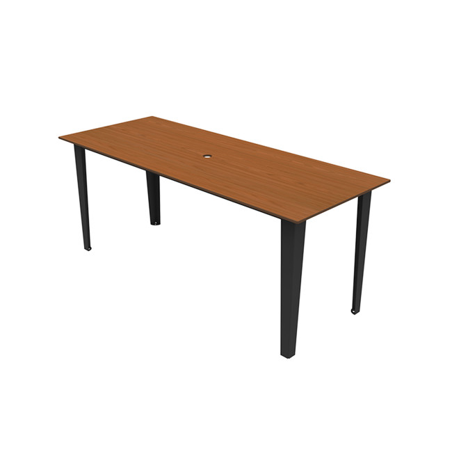 Rectangle Table Selim Metal / HPL Handle Straight Feet + Parasol Hole - 6places - anthracite 7016 / clear chene