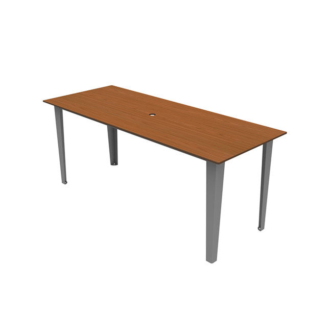 Rectangle Table Selim Metal / HPL Handle Straight Feet + Parasol Hole - 6places - anthracite 7016 / clear chene