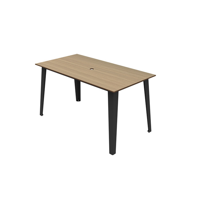 Rectangle Selim Metal Table / HPL Inclined Fleet with Parasol - 4places - anthracite 7016 / clear chene