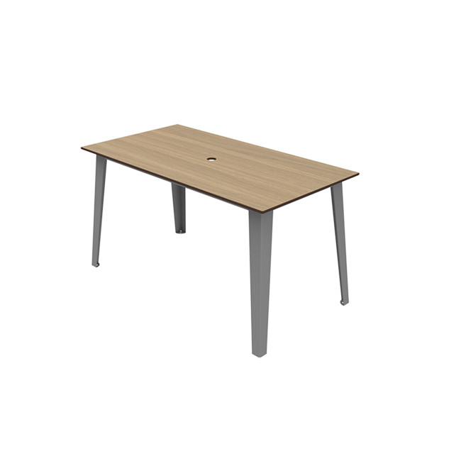 Rectangle Selim Metal Table / HPL Inclined Fleet with Parasol - 4places - anthracite 7016 / clear chene