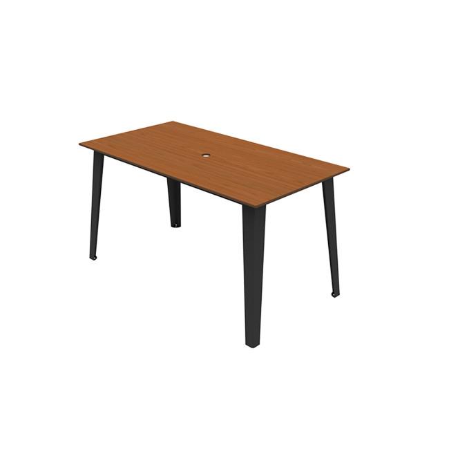 Rectangle Selim Metal Table / HPL Inclined Fleet with Parasol - 4places - anthracite 7016 / clear chene