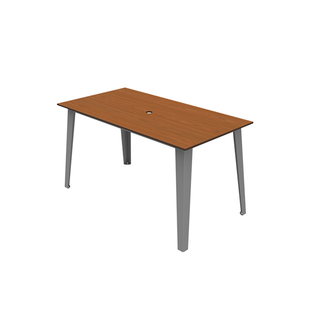 Rectangle Selim Metal Table / HPL Inclined Fleet with Parasol - 4places - anthracite 7016 / clear chene