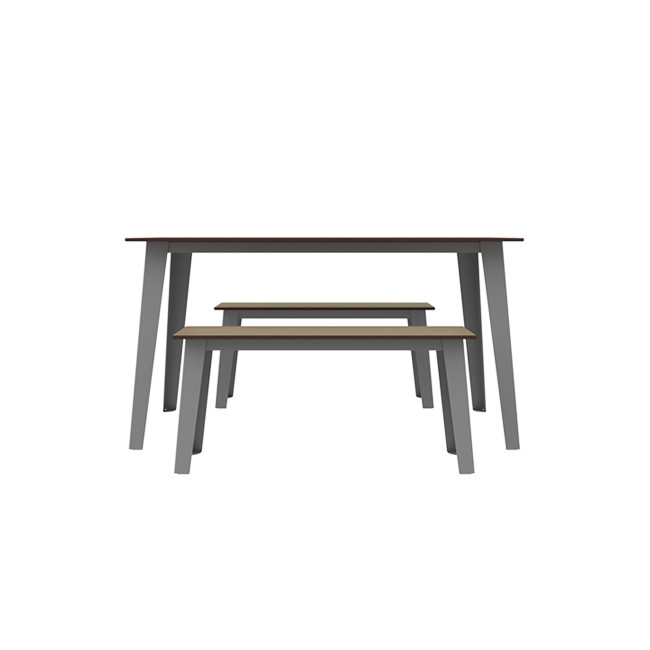 Rectangle Table + Selim Metal Flanges / HPL Telled Feet with Parasol - 4places - anthracite 7016 / che