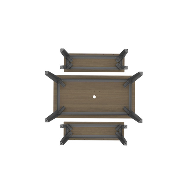 Rectangle Table + Selim Metal Flanges / HPL Telled Feet with Parasol - 4places - anthracite 7016 / che