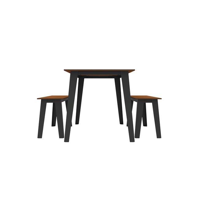 Rectangle Table + Selim Metal Flanges / HPL Telled Feet with Parasol - 4places - anthracite 7016 / che