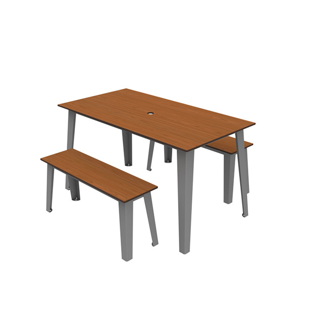 Rectangle Table + Selim Metal Flanges / HPL Telled Feet with Parasol - 4places - anthracite 7016 / che