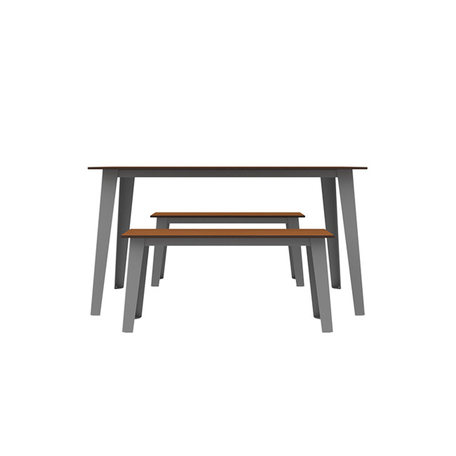 Rectangle Table + Selim Metal Flanges / HPL Telled Feet with Parasol - 4places - anthracite 7016 / che