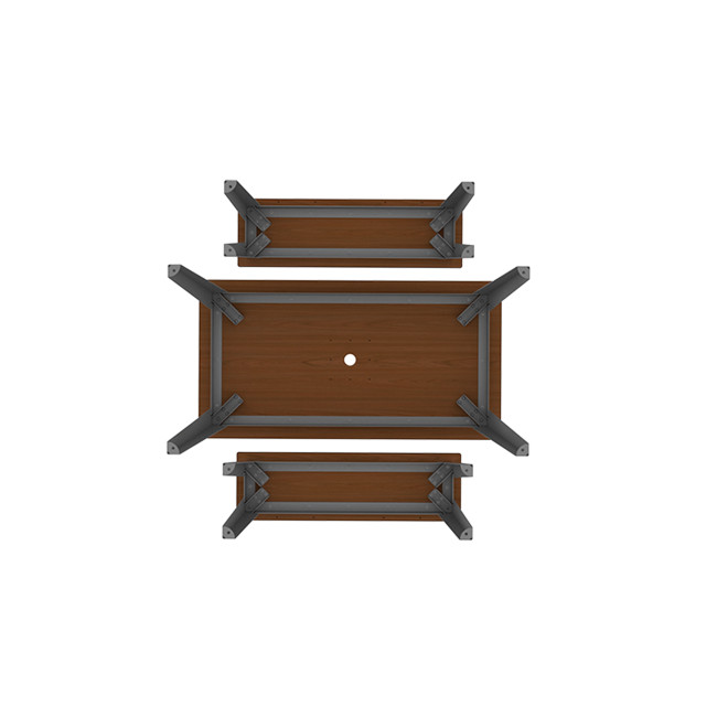 Rectangle Table + Selim Metal Flanges / HPL Telled Feet with Parasol - 4places - anthracite 7016 / che