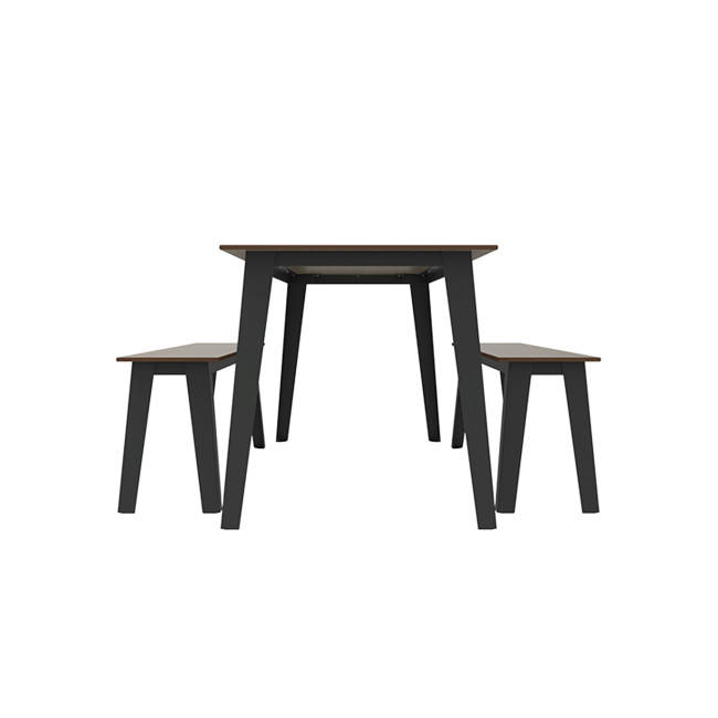 Rectangle table + benches Selim metal / HPL tilted pellet with parasol - 6places - anthracite 7016 / che